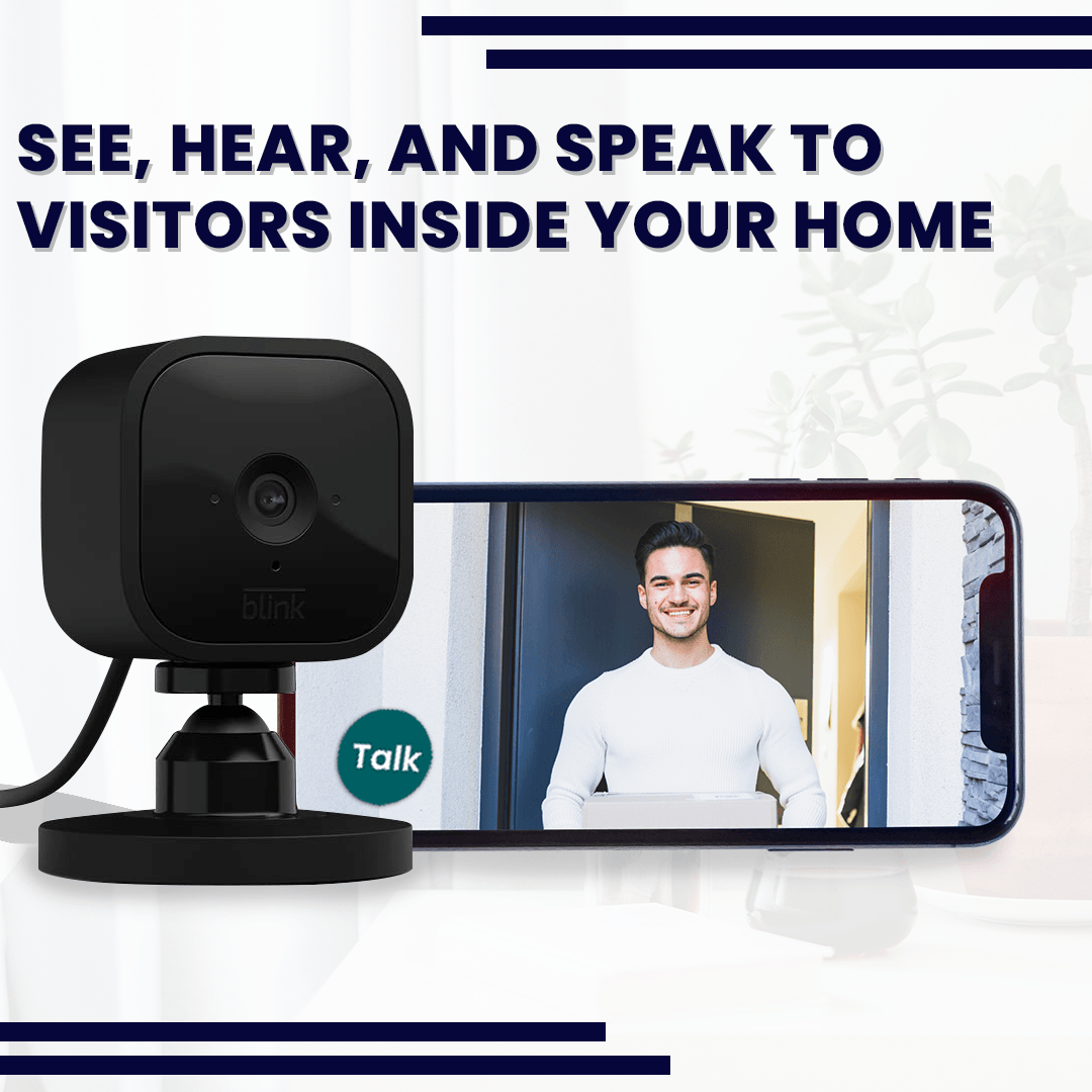 Blink Mini – Compact indoor plug-in smart security camera, 1080p HD video, night vision, motion detection, two-way audio – 1 camera White