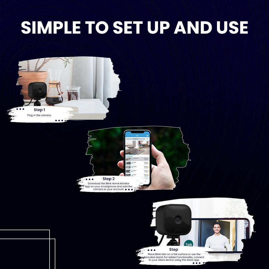 Blink Mini – Compact indoor plug-in smart security camera, 1080p HD video, night vision, motion detection, two-way audio – 1 camera White
