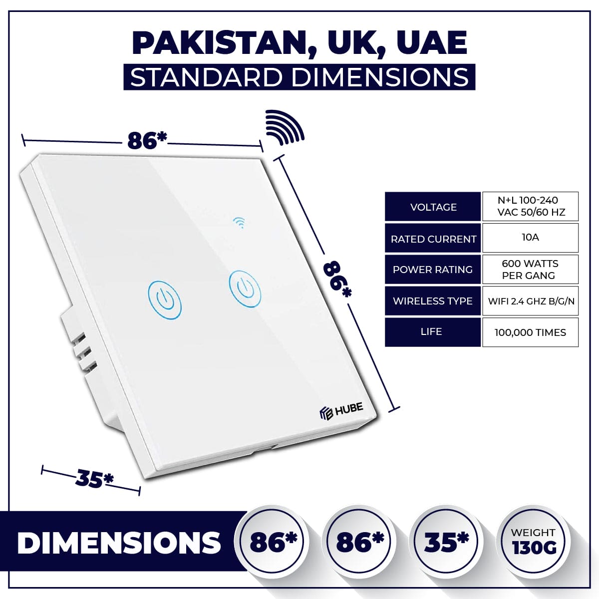 Smart Wifi Home Switch 2 Gang