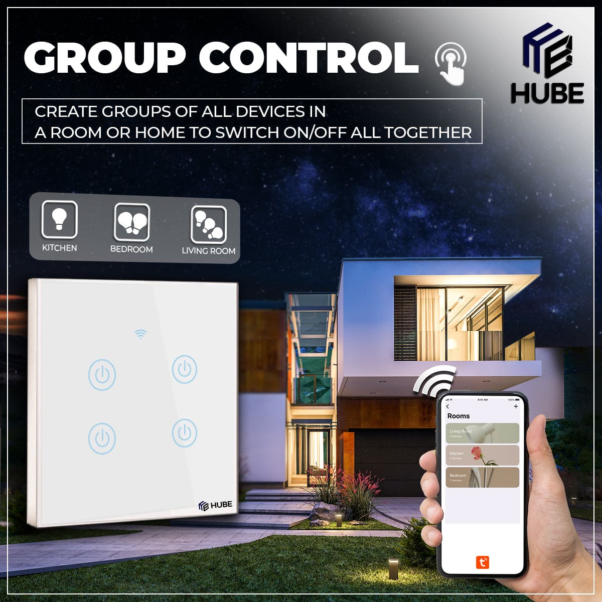 Smart Wifi Home Switch 4 Gang