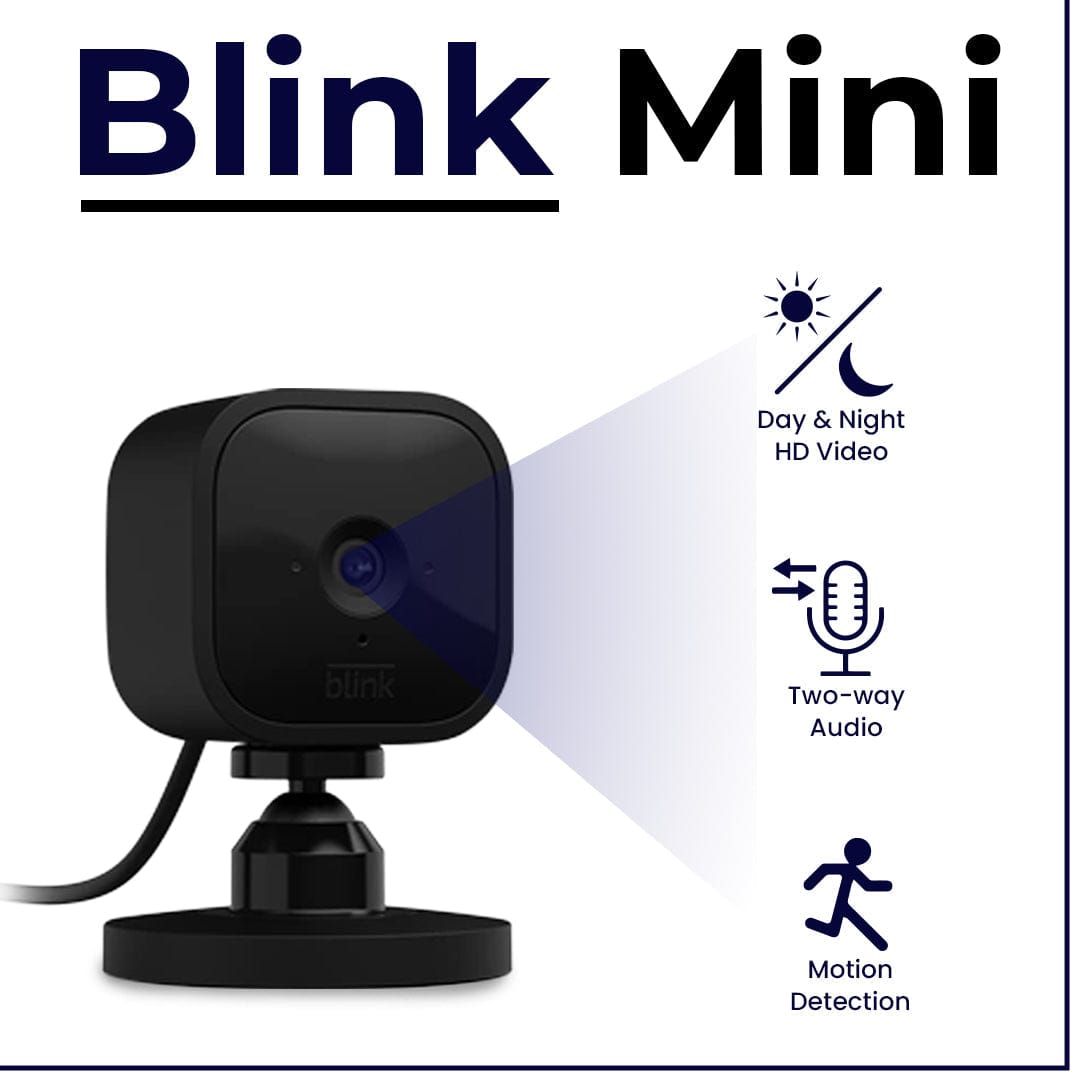 Blink Mini – Compact indoor plug-in smart security camera, 1080p HD video, night vision, motion detection, two-way audio – 1 camera White