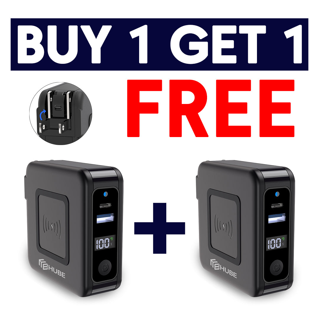 Buy 1 get 1 FREE - Wireless 3 in 1 Charging Power Bank + Wall Adapter