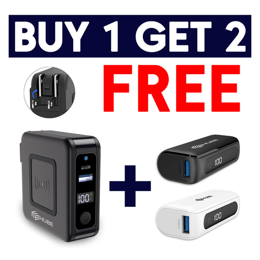 Buy 1 get 2 FREE - Wireless 3 in 1 Charging Power Bank + FREE 2 Mini Power Banks