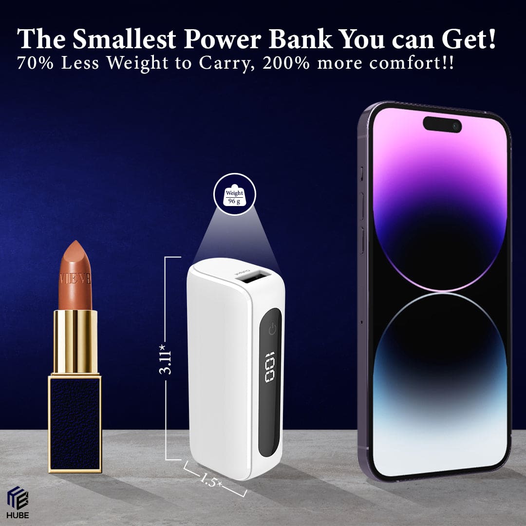 Mini 4,000 mAh QC PD Fast Charging Power Bank -  Pearl White